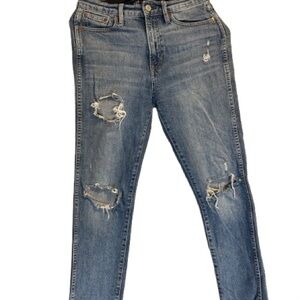 GAP Blue Distressed Straight Leg Jeans